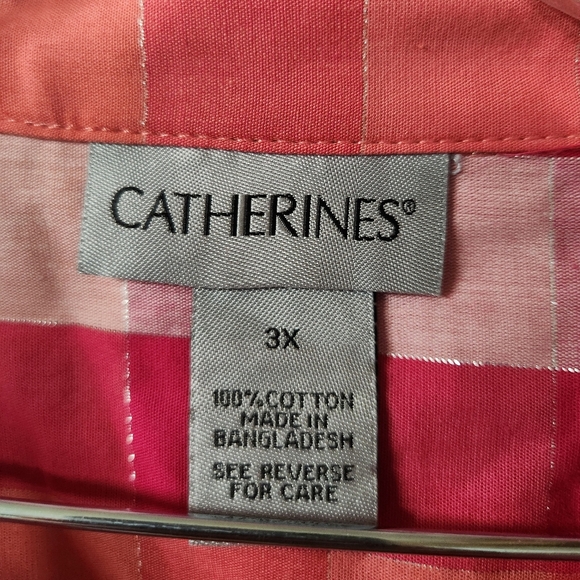 Catherines Coral and Pink Plaid Shirt Button Down 3x - Picture 5 of 7